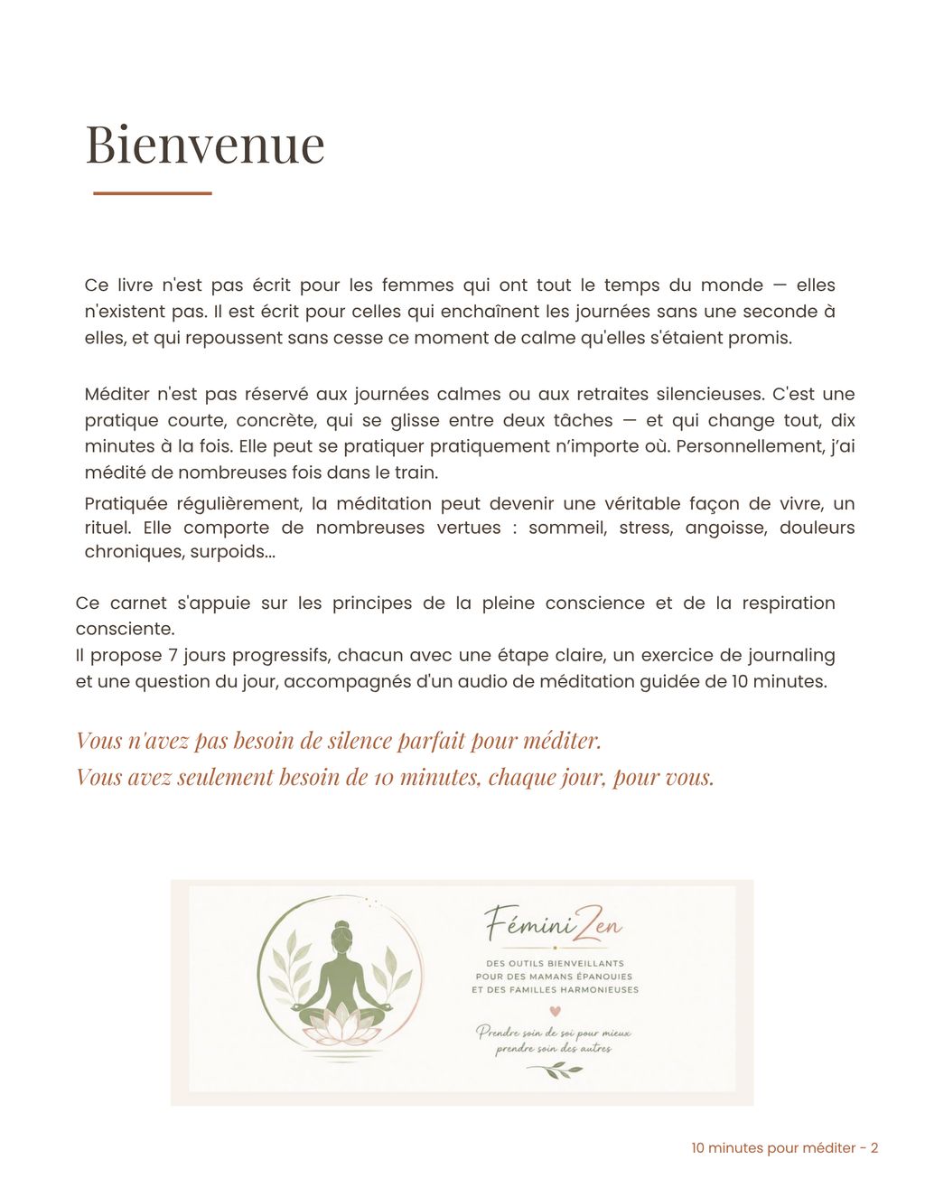 10 minutes pour méditer : sommaire et présentation détaillée du guide