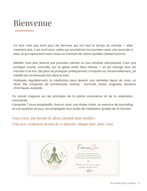 10 minutes pour méditer : sommaire et présentation détaillée du guide